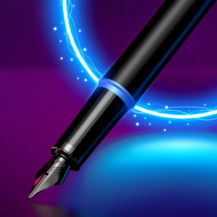 Перьевая ручка Parker IM Vibrant Rings Flame Blue, стержень:F/M , цвет чернил: blue, в подарочной упаковке.