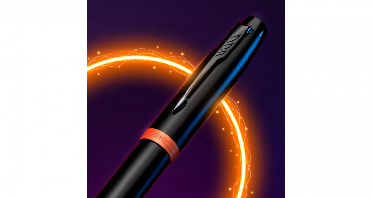 Шариковая ручка Parker IM Vibrant Rings Flame Orange, стержень: Mblue, в подарочной упаковке.