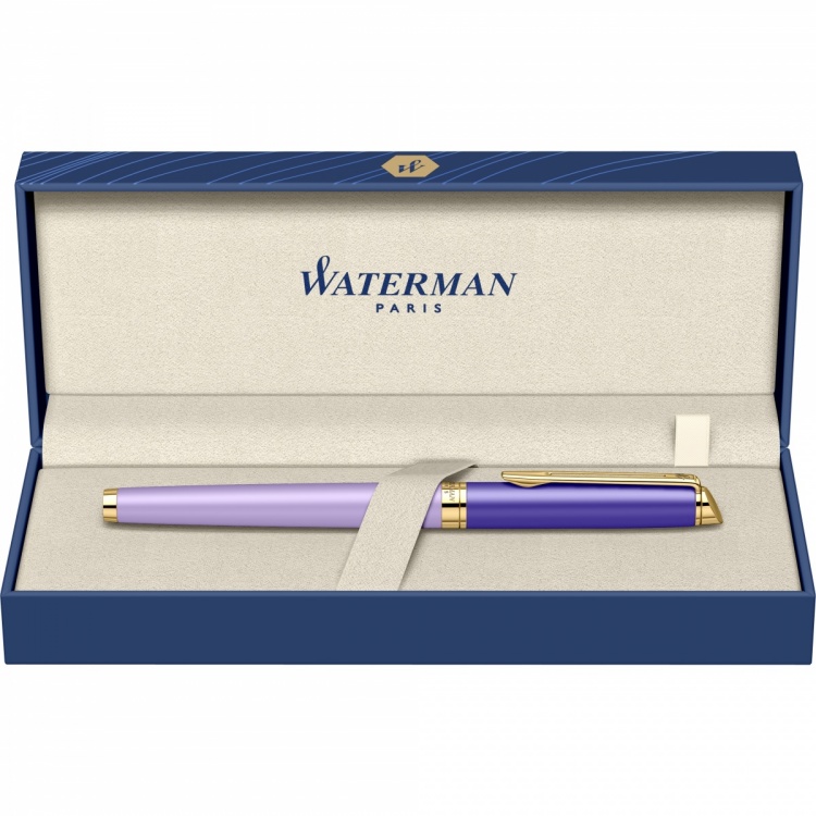 Перьевая ручка Waterman Hemisphere Colour Blocking Purple GT F сталь нержавеющая/позолота F син. черн. в подарочной коробке