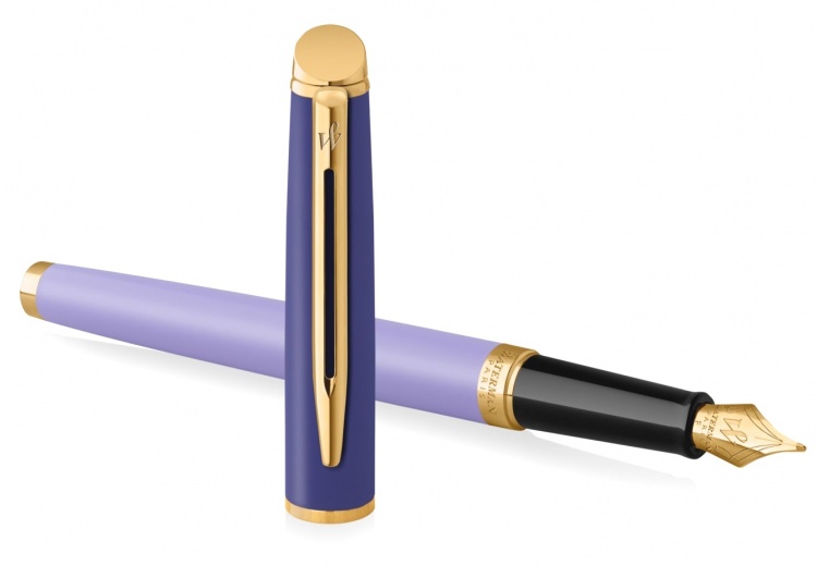 Перьевая ручка Waterman Hemisphere Colour Blocking Purple GT F сталь нержавеющая/позолота F син. черн. в подарочной коробке