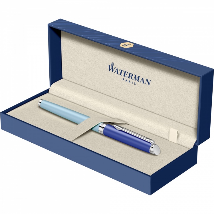 Перьевая ручка Waterman Hemisphere Colour Blocking Blue CT F сталь нержавеющая F син. черн. в подарочной коробке