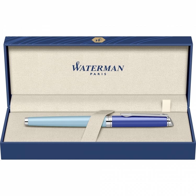 Перьевая ручка Waterman Hemisphere Colour Blocking Blue CT F сталь нержавеющая F син. черн. в подарочной коробке