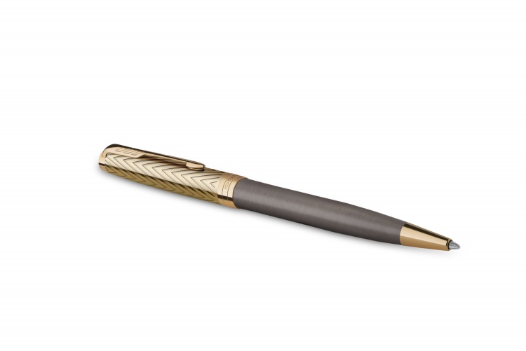 Шариковая ручка Parker Sonnet Pioneers K542 Gray and Gold, стержень: M, цвет чернил: black, в подарочной коробке