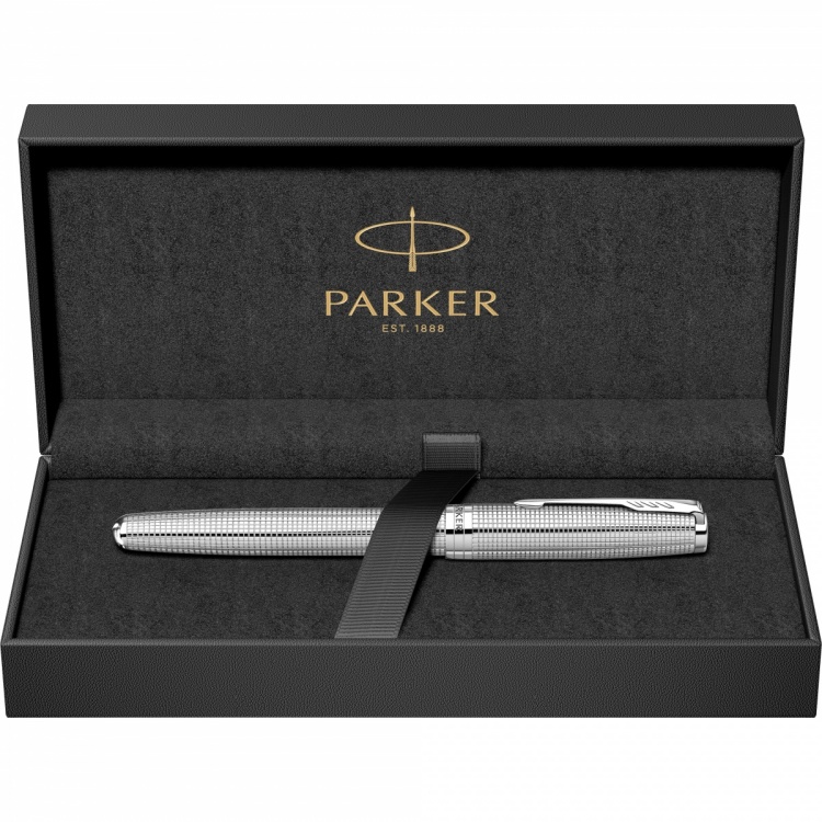Ручка-роллер Parker "Sonnet Cisele Palladium Special Edition CT" цвет чернил черный, 0,8 мм в подарочной упаковке