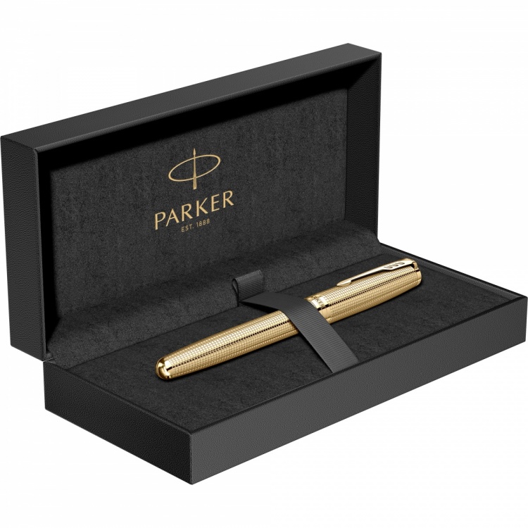 Ручка роллер Parker Sonnet Royal SE Cisel&eacute; Golden , стержень: M, цвет чернил: black, в подарочной упаковке