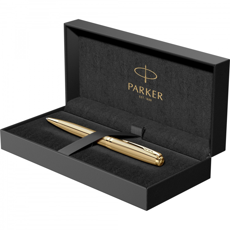 Ручка шариковая Parker Sonnet Royal SE Cisel&eacute; Golden , стержень: M, цвет чернил: black, в подарочной упаковке
