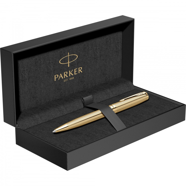 Ручка шариковая Parker Sonnet Royal SE Cisel&eacute; Golden , стержень: M, цвет чернил: black, в подарочной упаковке
