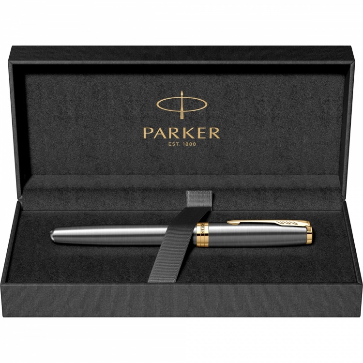 Ручка-роллер Parker Sonnet Core Gray GT, стержень: F, цвет чернил: black, в подарочной упаковке