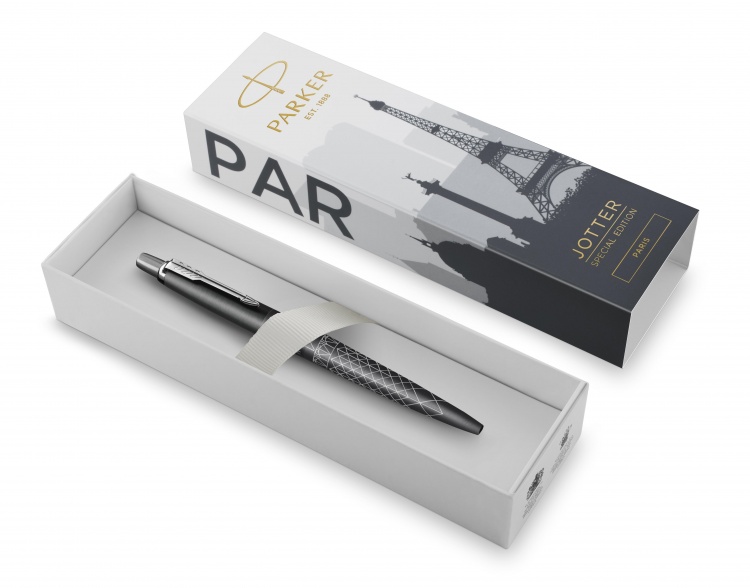 Ручка шариковая Parker "Jotter Paris Grey CT" синяя, 1,0мм, кнопочн., подарочная упаковка