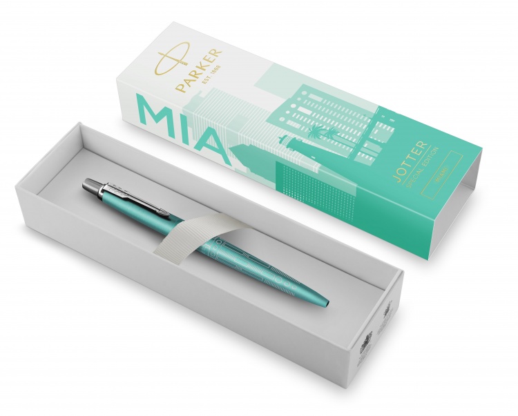 Ручка шариковая Parker "Jotter Miami Turquoise CT" синяя, 1,0мм, кнопочн., подарочная упаковка