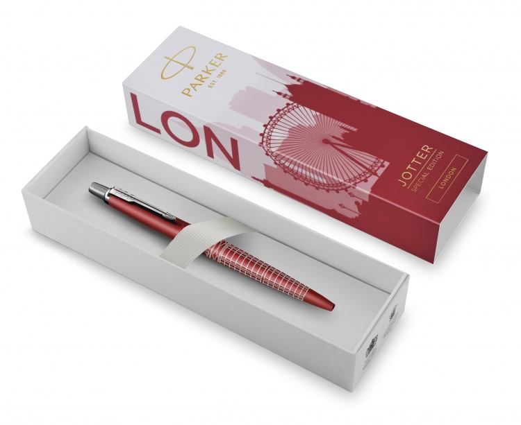 Ручка шариковая Parker "Jotter London Red CT" синяя, 1,0мм, кнопочн., подарочная упаковка