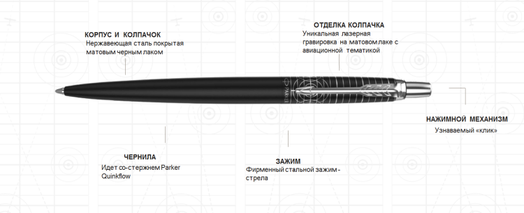 Ручка шариковая  Parker "Jotter XL Legacy of Flight Matte Black CT" синяя, 1,0мм, подар. упаковка