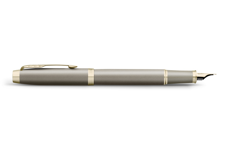 Ручка перьевая Parker "IM Sandstone Champagne PVD Trim" синяя, 0,8мм, подарочная упаковка