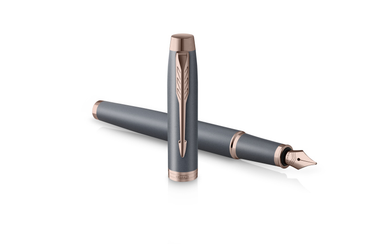 Ручка перьевая Parker "IM Slate Rose Gold PVD Trim" синяя, 0,8мм, подарочная упаковка