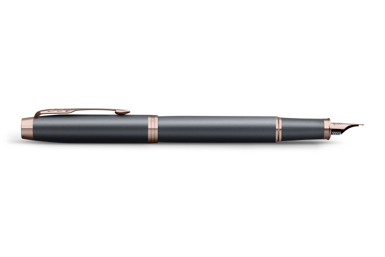 Ручка перьевая Parker "IM Slate Rose Gold PVD Trim" синяя, 0,8мм, подарочная упаковка