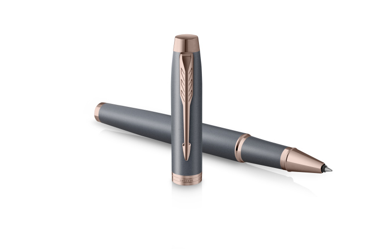 Ручка-роллер Parker "IM Slate Rose Gold PVD Trim" черная, 0,5мм, подарочная упаковка