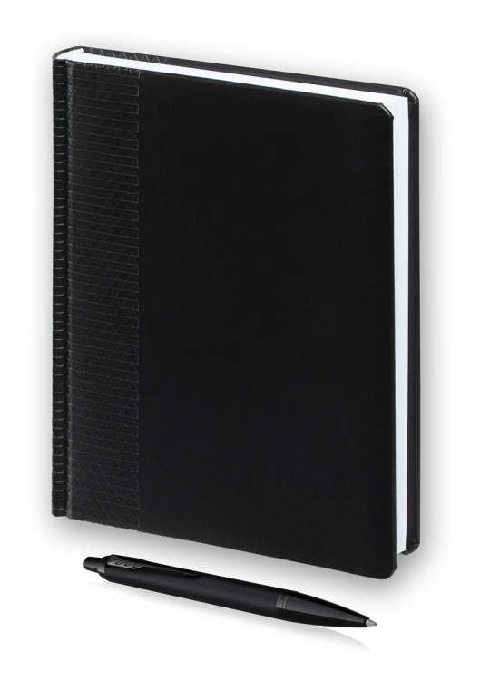 Подарочный набор Parker: черный ежедневник и черная шариковая ручка Parker IM Black Edition, цвет чернил синий