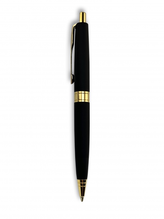 Ручка шариковая Parker "Aster Matte Black GT" синяя, 1.0мм, кнопочн., подар. упак.