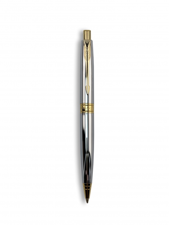 Ручка шариковая Parker "Aster shiny chrome GT " синяя, 1.0мм, кнопочн., подар. упак.