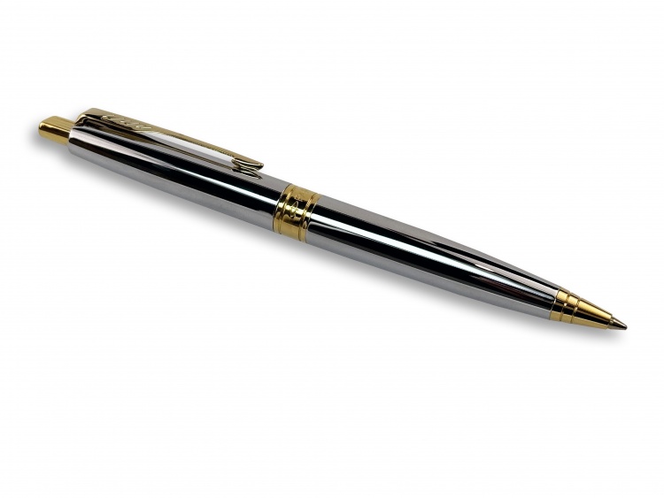 Ручка шариковая Parker "Aster shiny chrome GT " синяя, 1.0мм, кнопочн., подар. упак.