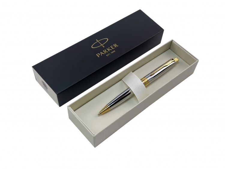 Ручка шариковая Parker "Aster shiny chrome GT " синяя, 1.0мм, кнопочн., подар. упак.