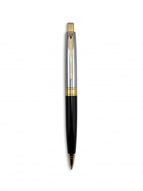 Ручка шариковая Parker "Aster shiny Black GT" синяя, 1.0мм, кнопочн., подар. упак.