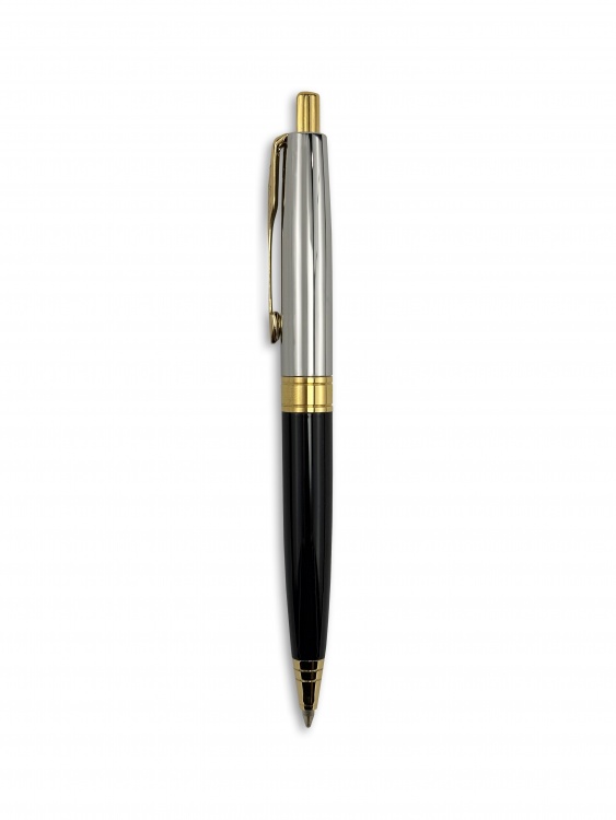 Ручка шариковая Parker "Aster shiny Black GT" синяя, 1.0мм, кнопочн., подар. упак.