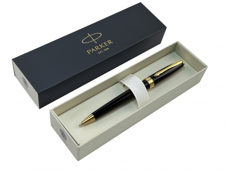 Ручка шариковая Parker "Fusion Laque Black GT" синяя, 1.0мм, кнопочн., подар. упак.