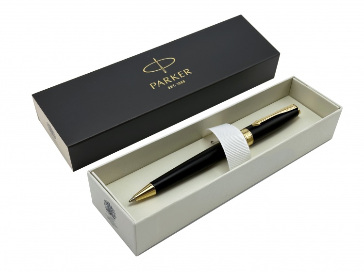 Ручка шариковая Parker "Fusion Matte Black GT " синяя, 1.0мм, кнопочн., подар. упак.