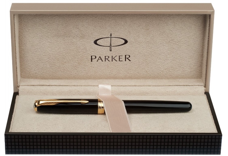 Перьевая ручка Parker Sonnet F530, цвет: LaqBlack GT, перо: F, перо: золото 18К
