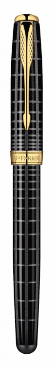 Перьевая ручка и чехол из кожи Parker Sonnet F531 PREMIUM Dark Grey Laquer GT, перо:F, золото 18К