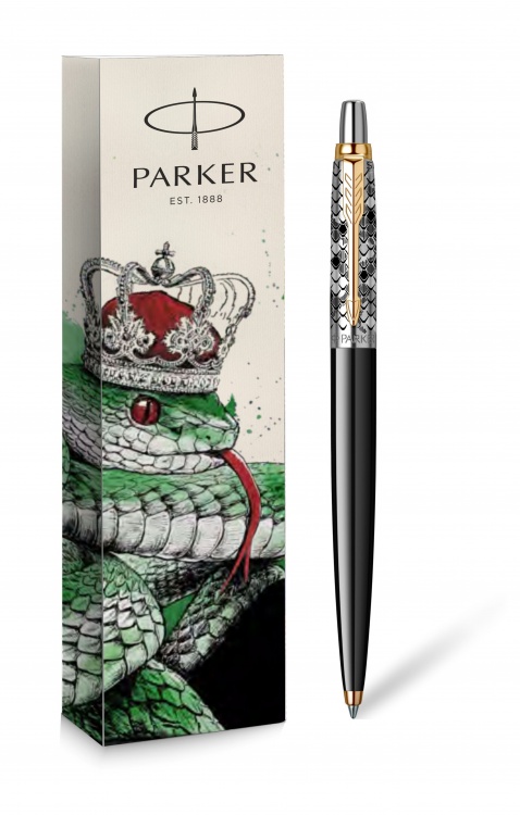 Шариковая ручка Parker Jotter SNAKE Special Edition K160, цвет: Black/GT, стержень: F, цвет чернил: blue, в подарочной упаковке.