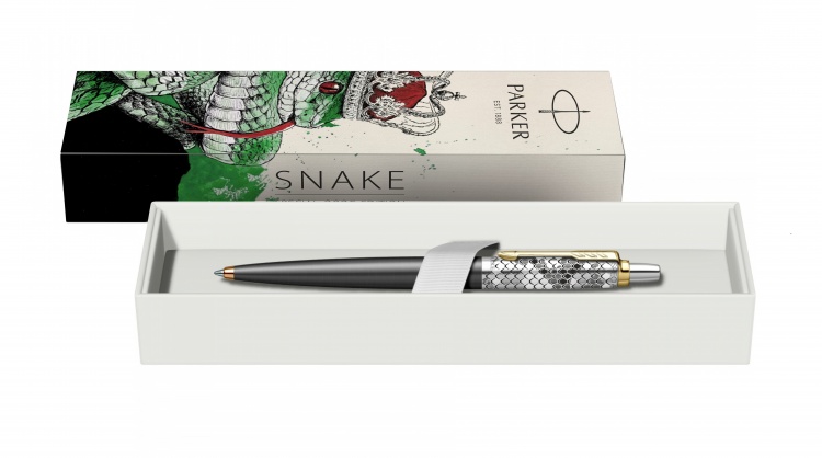 Шариковая ручка Parker Jotter SNAKE Special Edition K160, цвет: Black/GT, стержень: F, цвет чернил: blue, в подарочной упаковке.