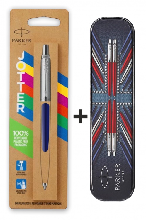 Шариковая ручка Parker Jotter ORIGINALS NAVY BLUE CT (2747C), стержень: Mblue ЭКО-УПАКОВКА