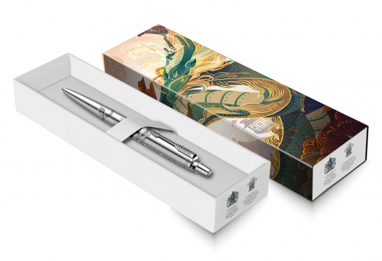 Шариковая ручка Parker Jotter Dragon Special Edition, цвет: St. Steel СT, стержень: Mblue в подарочной коробке