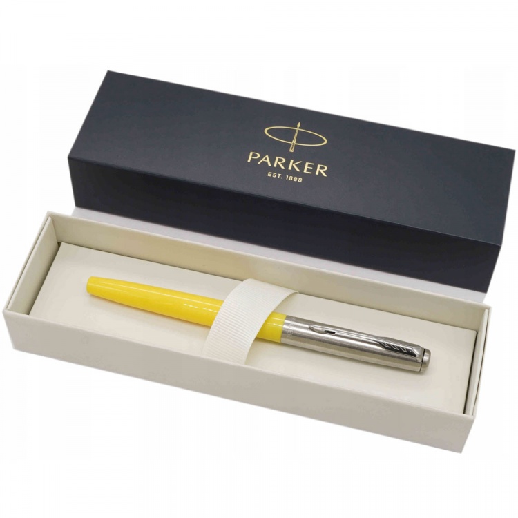 Перьевая ручка Parker Jotter, цвет ORIGINALS Yellow CT, цвет чернил синий/черный, толщина линии M, в подарочной коробке