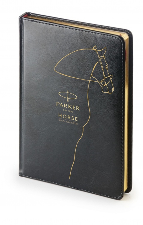 Подарочный набор: Шариковая ручка Parker Jotter Horse Special Edition в подарочной коробке и ежедневник недатированный черный с золотым срезом