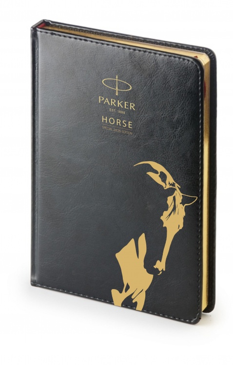 Подарочный набор: Шариковая ручка Parker Jotter Horse Special Edition в подарочной коробке и ежедневник недатированный черный с золотым срезом