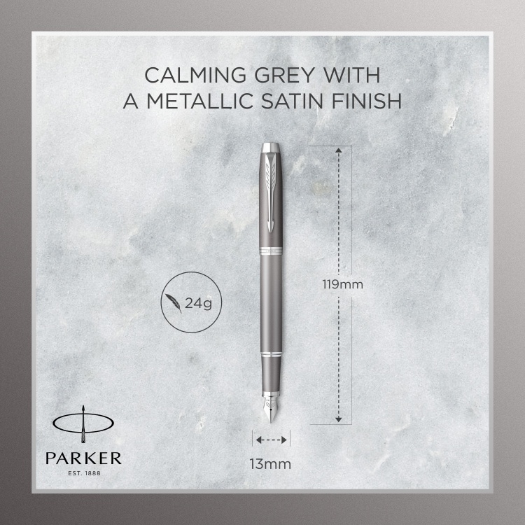 Ручка перьевая Parker "IM Rituals GREY Gradient CT", цвет чернил: Blue, пероТонкое (F), в подарочной упаковке