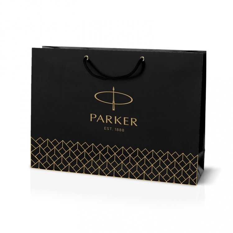 Подарочный набор Parker: черный ежедневник и черная шариковая ручка Parker IM Black Edition, цвет чернил синий