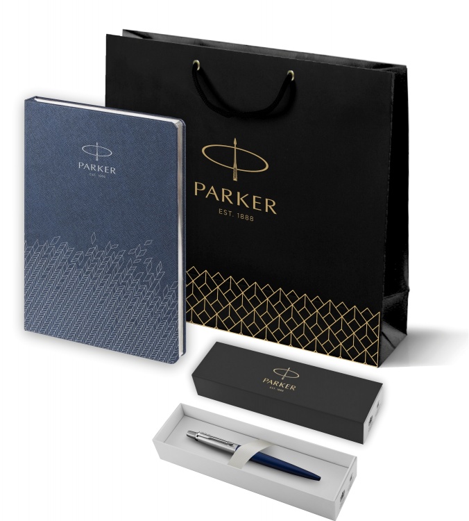 Подарочный набор: Шариковая ручка Parker Jotter Essential, Royal Blue CT и Ежедневник недатированный, синий