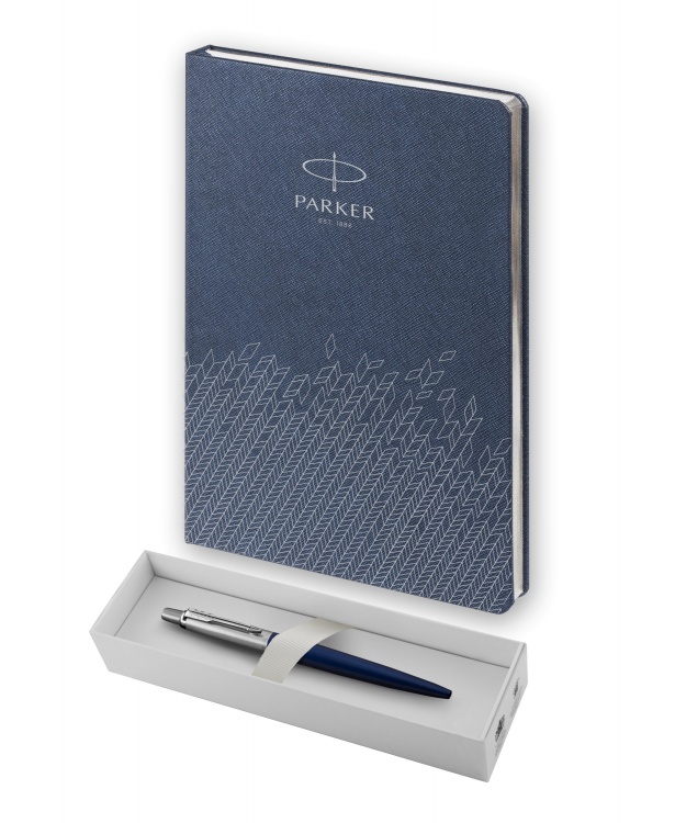Подарочный набор: Шариковая ручка Parker Jotter Essential, Royal Blue CT и Ежедневник недатированный, синий
