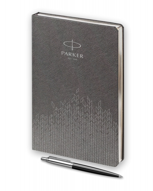 Подарочный набор: Шариковая ручка Parker Jotter K60 и Ежедневник  недатированный, серый