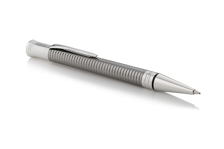 Шариковая ручка Parker Duofold Prestige Centennial, Ruthenium Chiselled CT, MBlack
