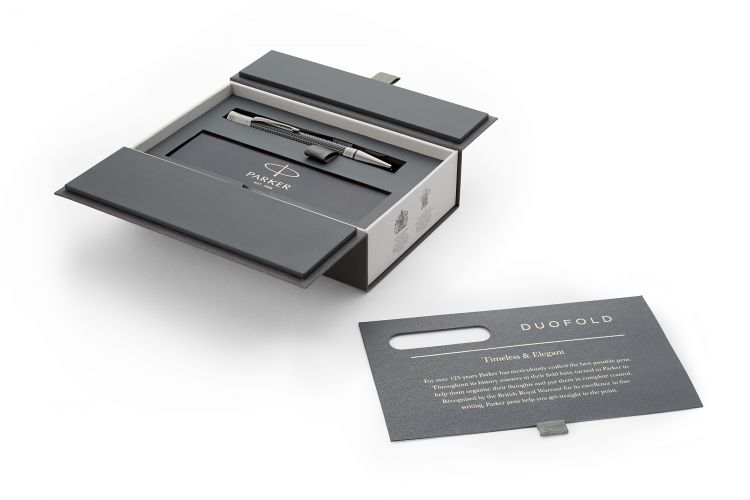 Шариковая ручка Parker Duofold Prestige Centennial, Black Chevron CT, MBlack