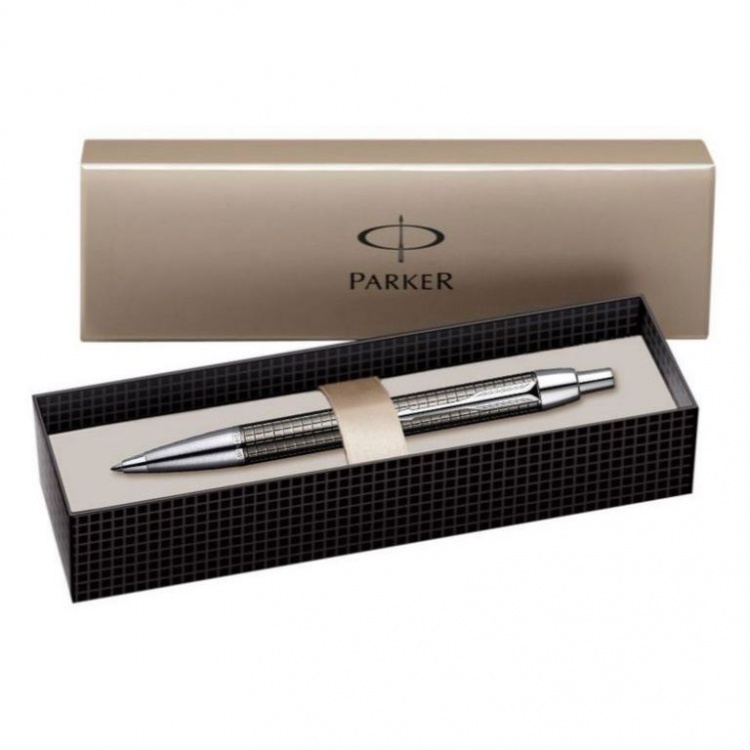 Шариковая ручка Parker IM Premium, K222, цвет: Dark Grey (Gun Metal), стержень: Мblue, (гравировка "пушечная сталь"))