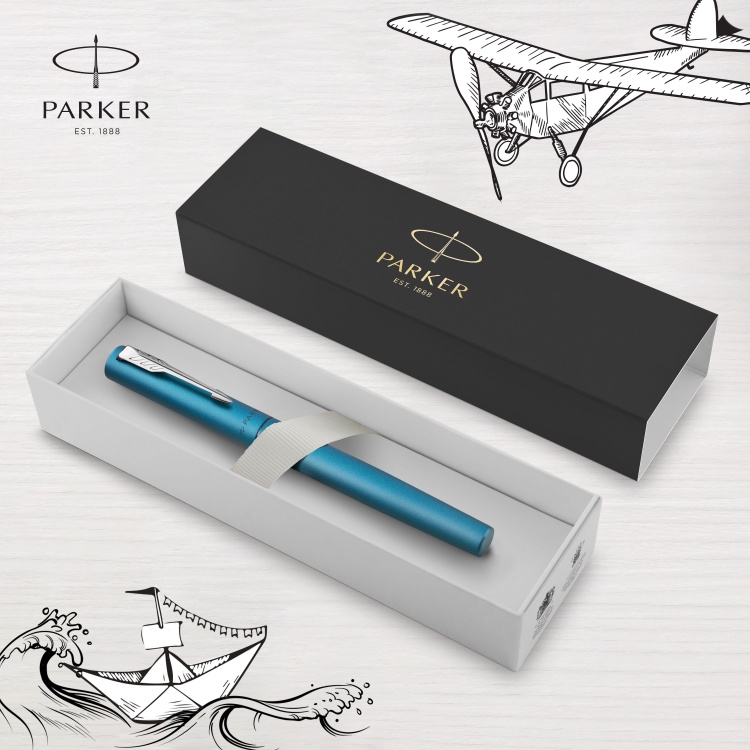 Подарочный набор: Ручка-роллер Parker Vector XL Teal CT и Ежедневник недатированный, серый