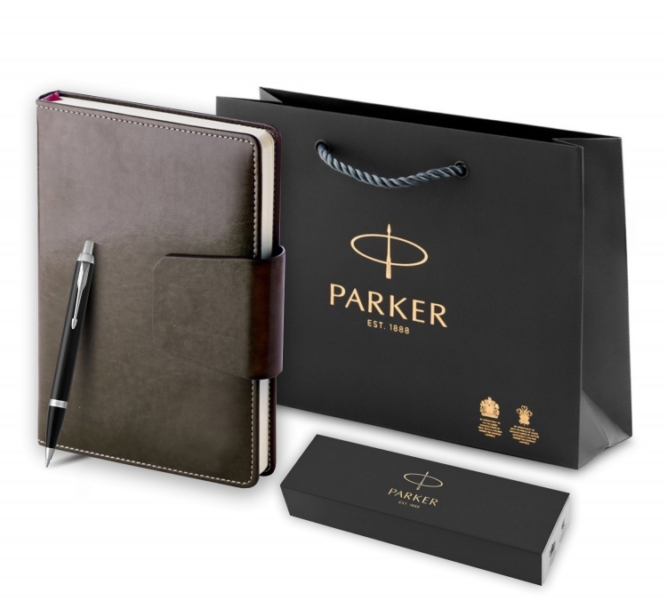 Подарочный набор: Шариковая ручка Parker IM Metal Black CT и и Ежедневник недатированный А5 черный