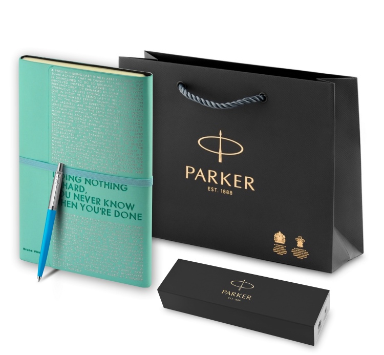 Подарочный набор: Шариковая ручка Parker Jotter, цвет SKY BLUE и