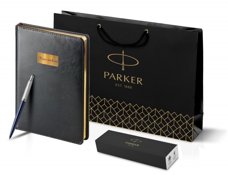 Подарочный набор: Шариковая ручка Parker Jotter Essential, Royal Blue CT и Ежедневник черный недатированный